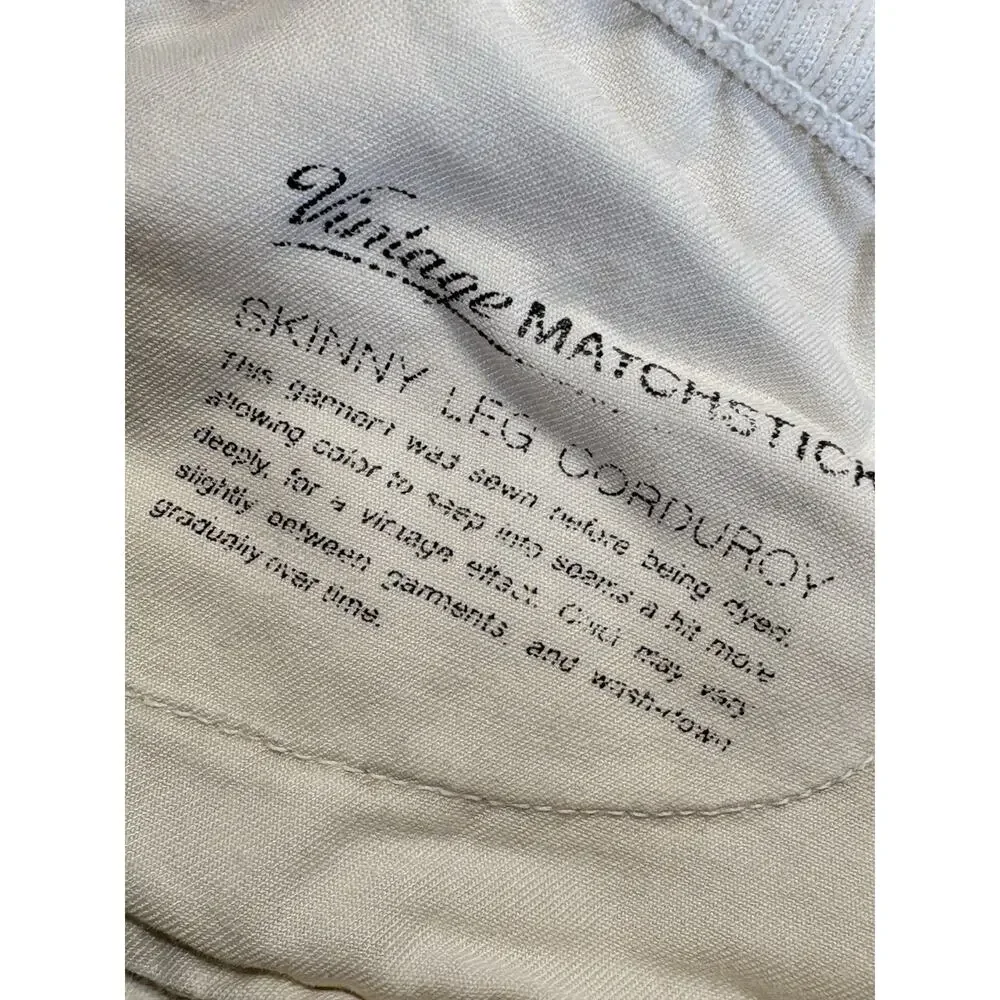 J. Crew Corduroy Pants Women's 28 Reg Ivory Cream Matchstick Skinny Leg‎ Stretch